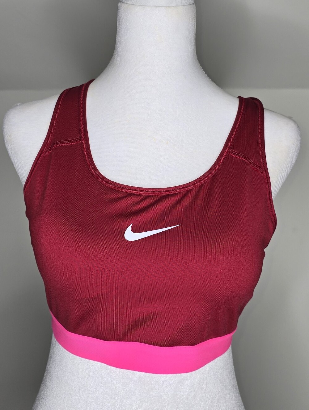 Nike Dri-FIT Sports Bra Womens Large Pink Red Racerback Padded Medium Support
